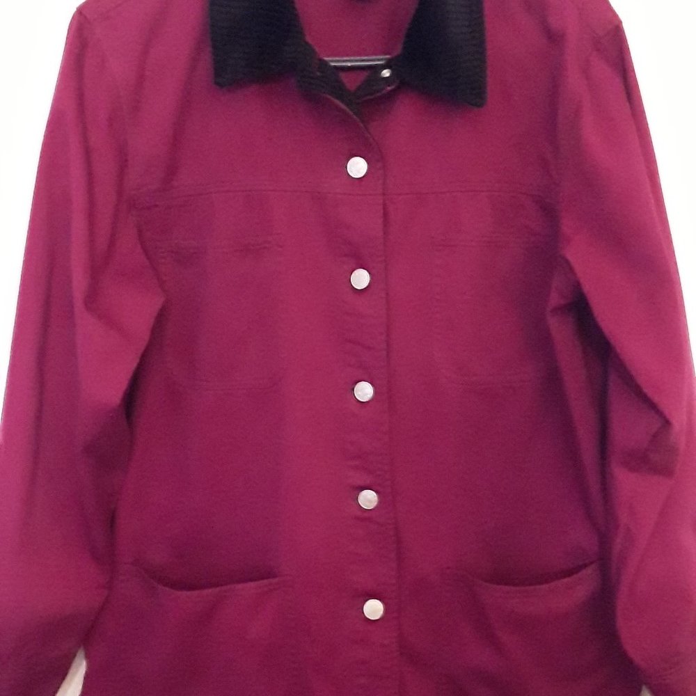 DENIUM & CO. BERRY AND BLACK LT. WEIGHT JACKET EUC